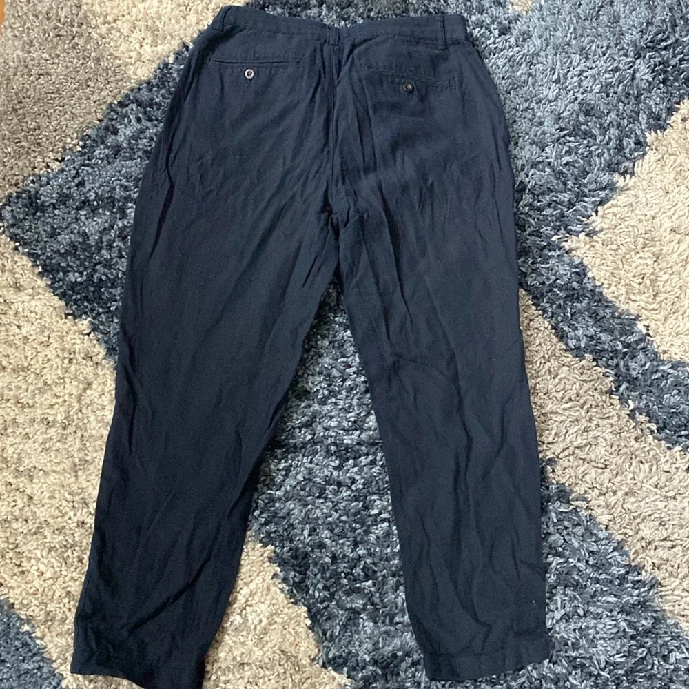 Navy Banana Republic Relaxed Tapered Linen Pants